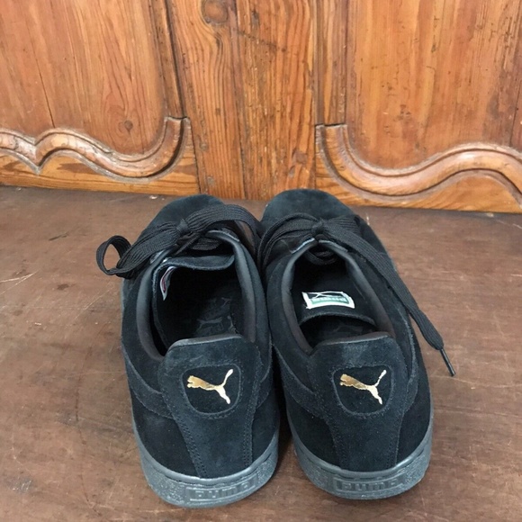 NEW PUMA SUEDE CLASSIC CASUAL ALL BLACK ORIGINAL SNEAKERS MENS SIZE 13 - Picture 2 of 6